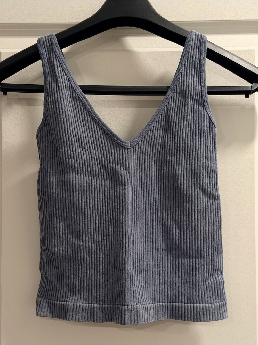 Aura Ribbed V-Neck Tank Top - Slate Blue